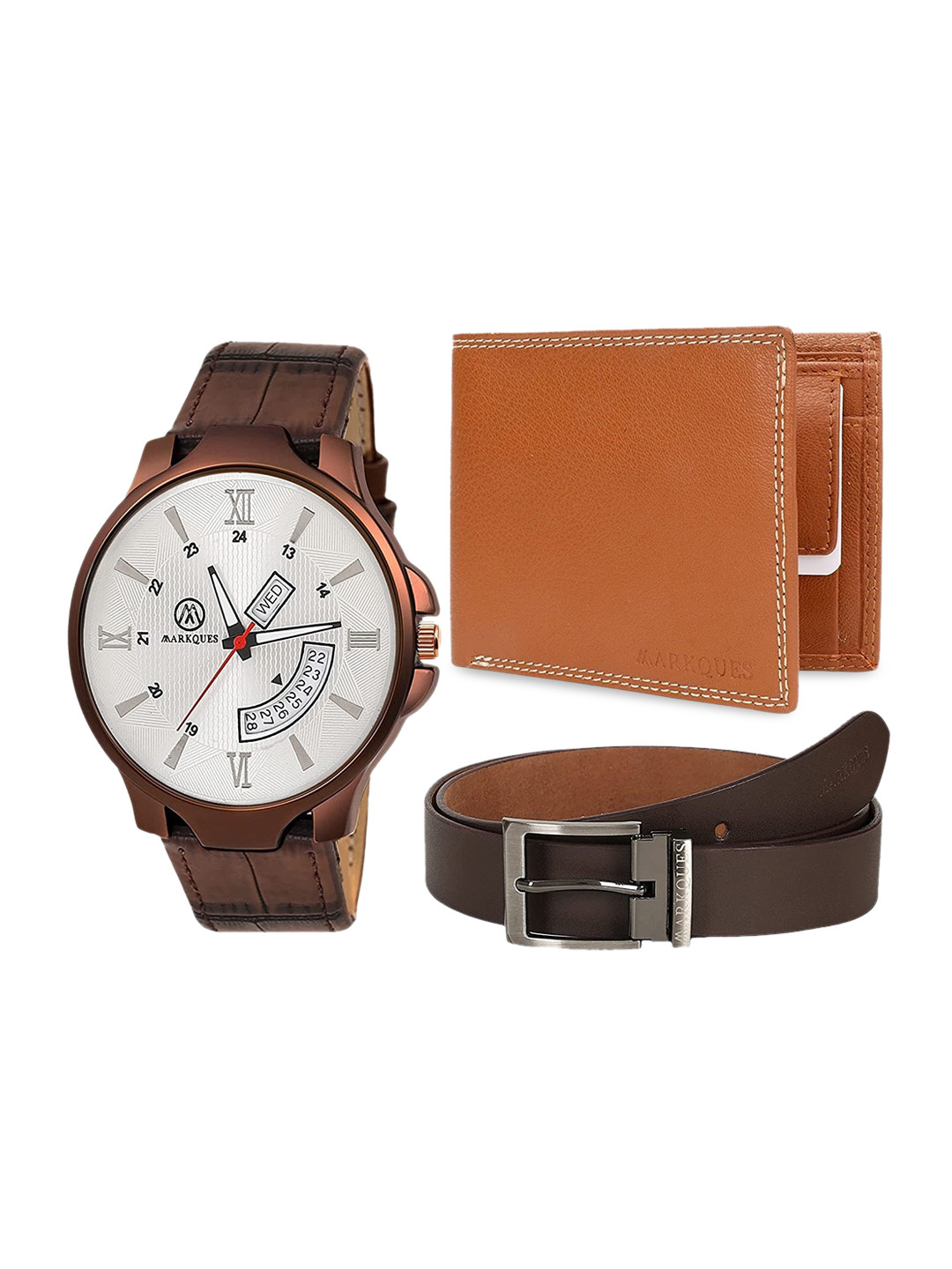 MARKQUES Men Brown Solid Accessory Gift Set