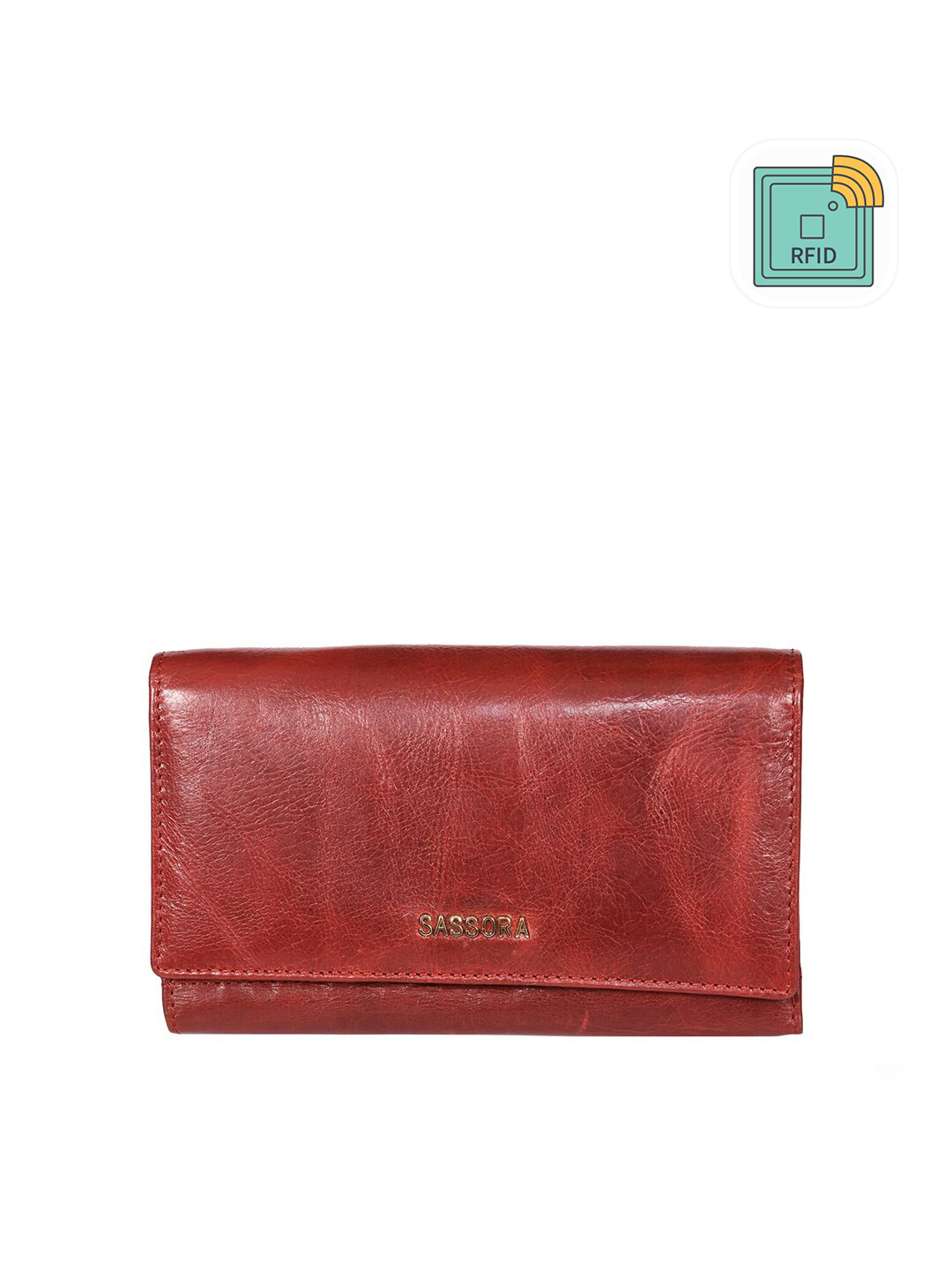 Sassora Women Leather Button Closure Two Fold Wallet