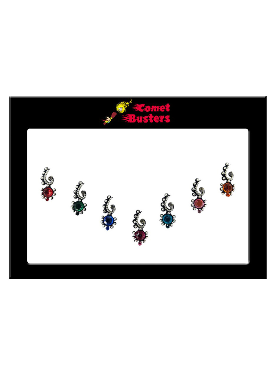 Comet Busters Multi-Coloured Set of 7 Stone Studded Bindis