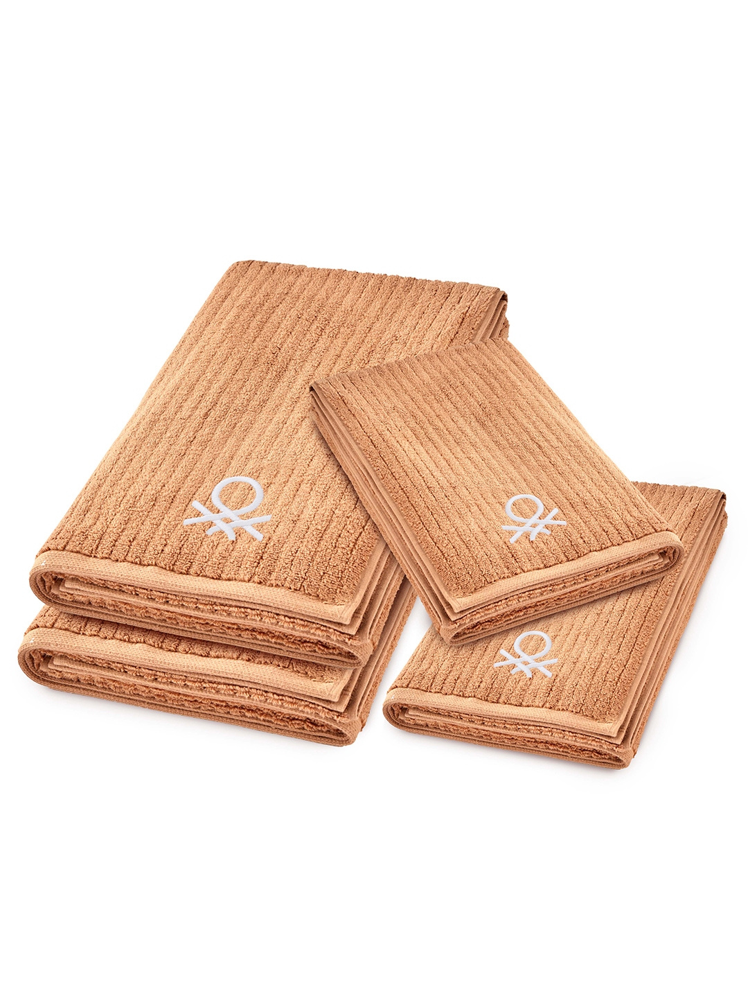 Buy United Colors of Benetton Set Of 4 Brown Solid 450 GSM Pure Cotton Towel Set Towel Set for Unisex 19878042 Myntra