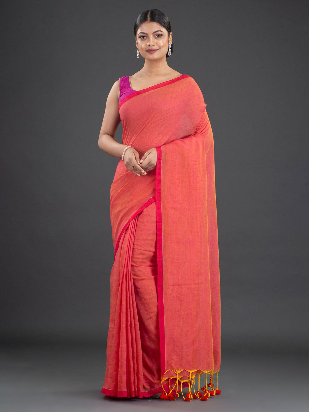 Arhi Blue & Pink Pure Cotton Saree