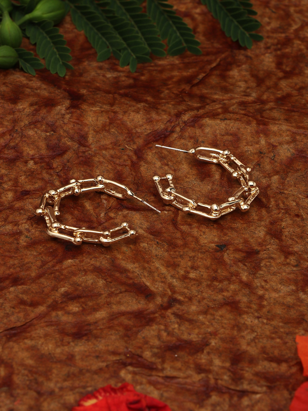 LAIDA Gold-Plated Circular Half Hoop Earrings