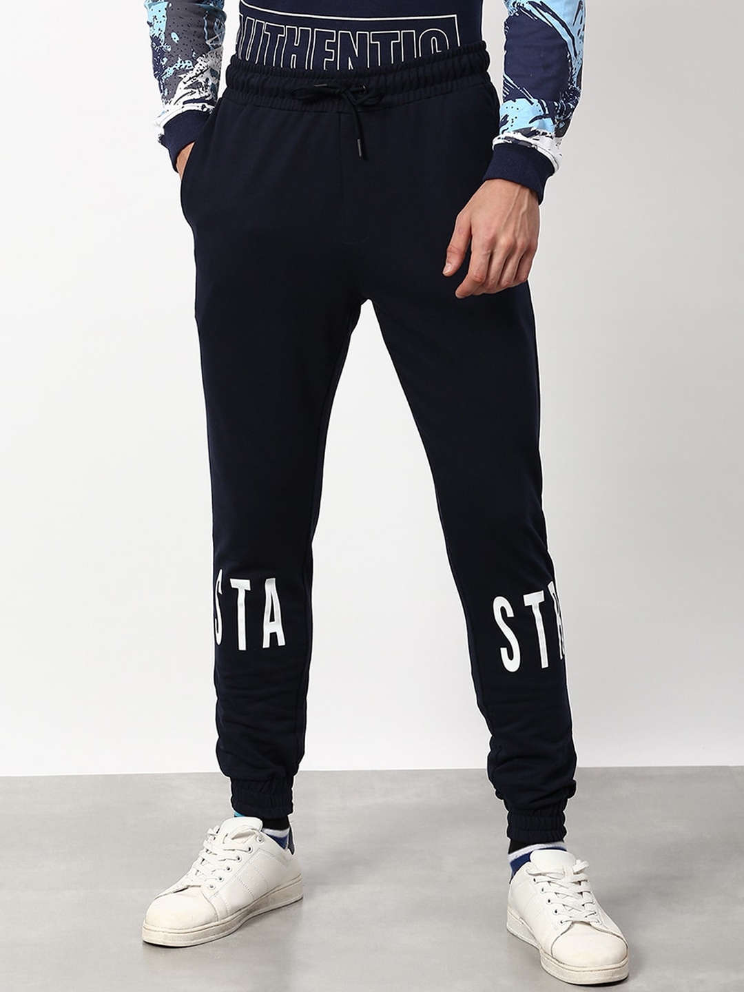 Buy abof Men Navy Blue Printed Joggers Trousers Trousers for Men 19879688 Myntra