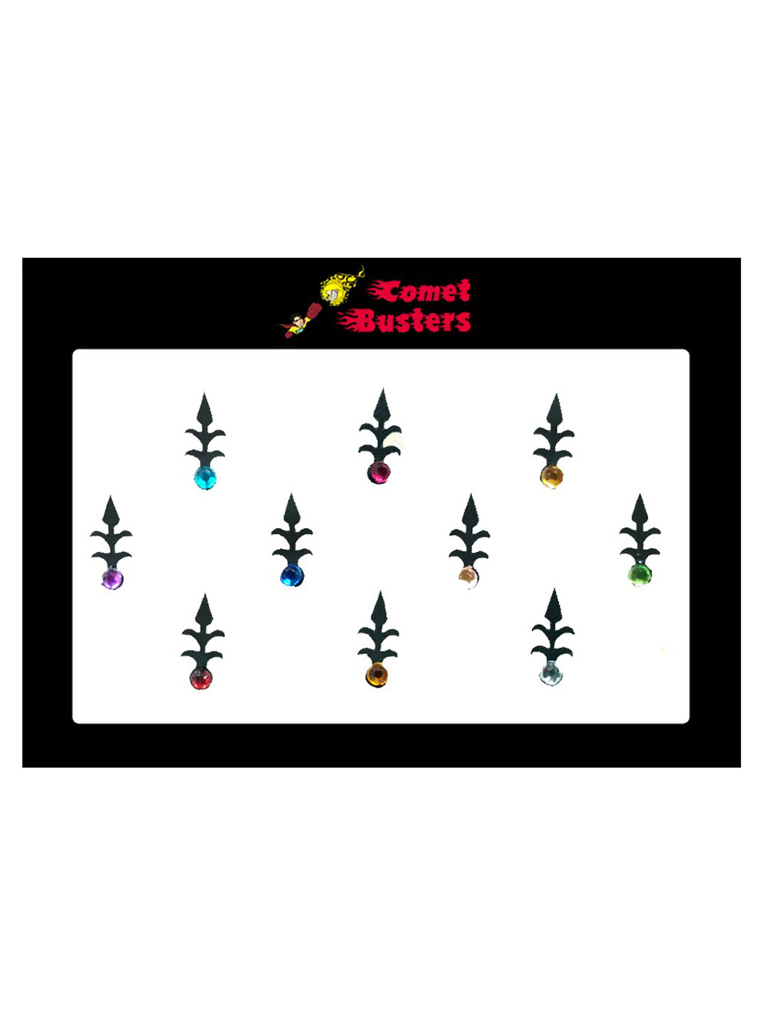 Comet Busters Black Set Of 10 Stone Studded Bindis