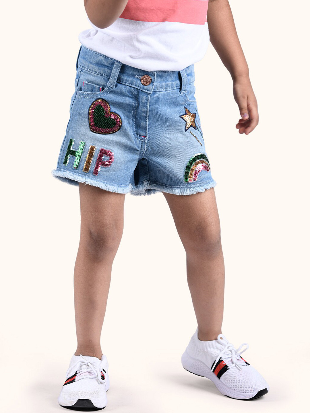 Zalio Girls Washed Denim Shorts