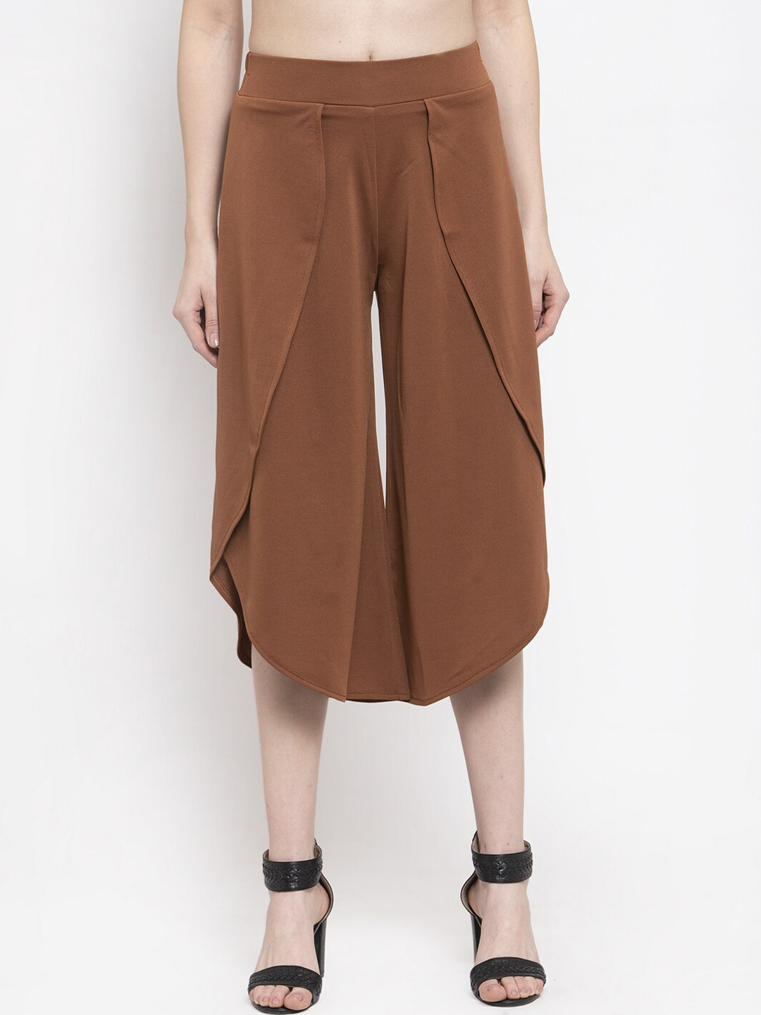 Westwood Women Brown Loose Fit Easy Wash Pleated Culottes Trousers
