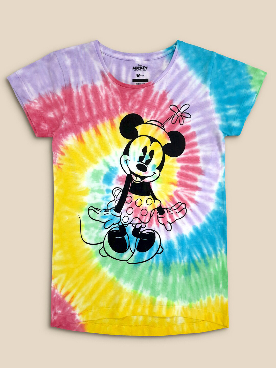 Kids Ville Girls Yellow & Blue Mickey & Friends Dyed T-shirt
