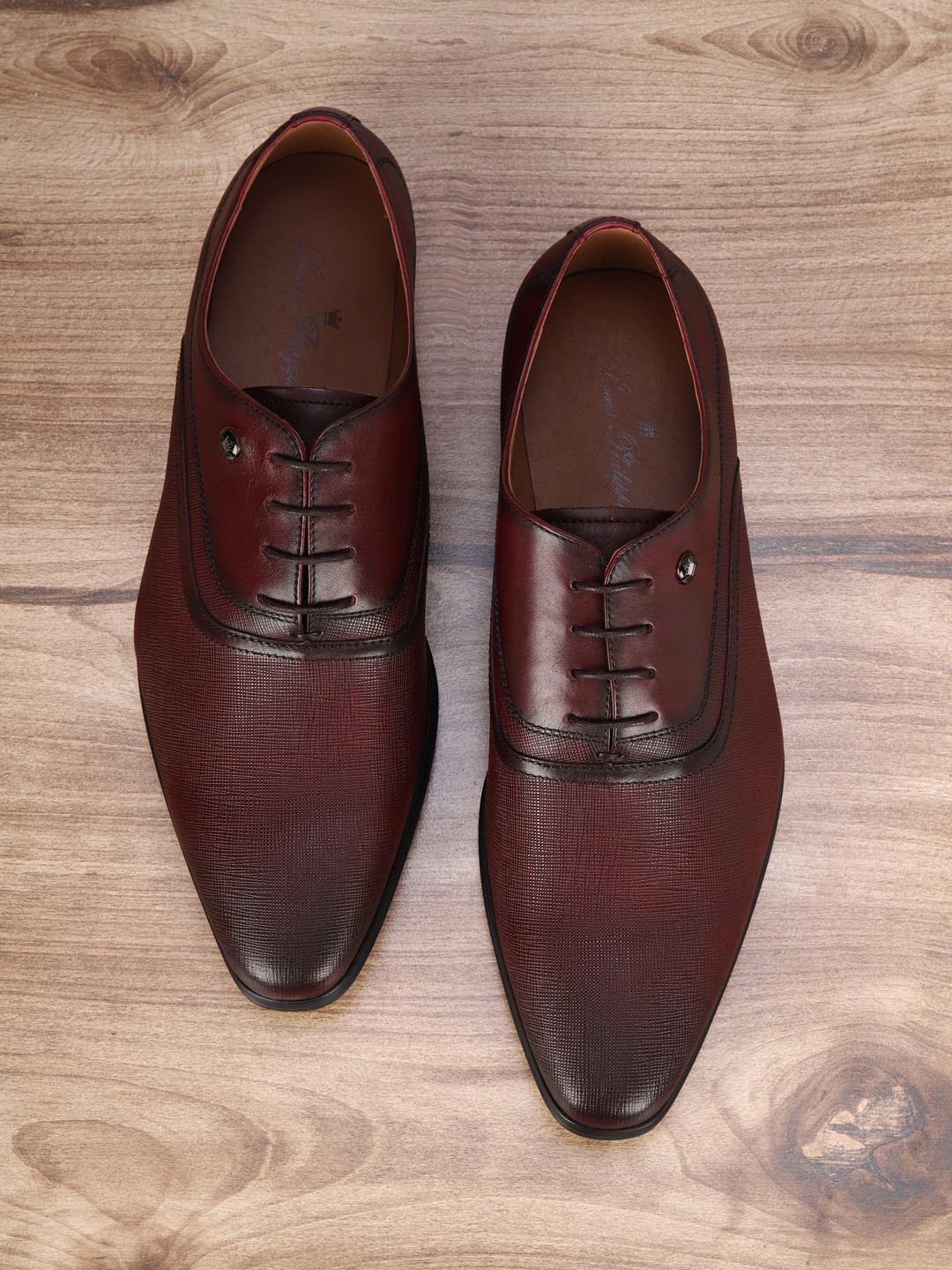 Louis Philippe Men Brown Woven Design Formal Derbys