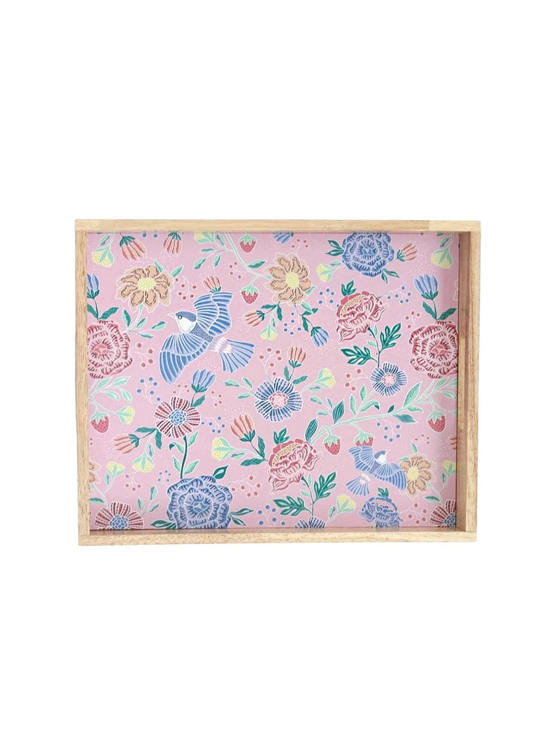 The Wishing Chair Brown & Pink Printed Wooden Serving Tray