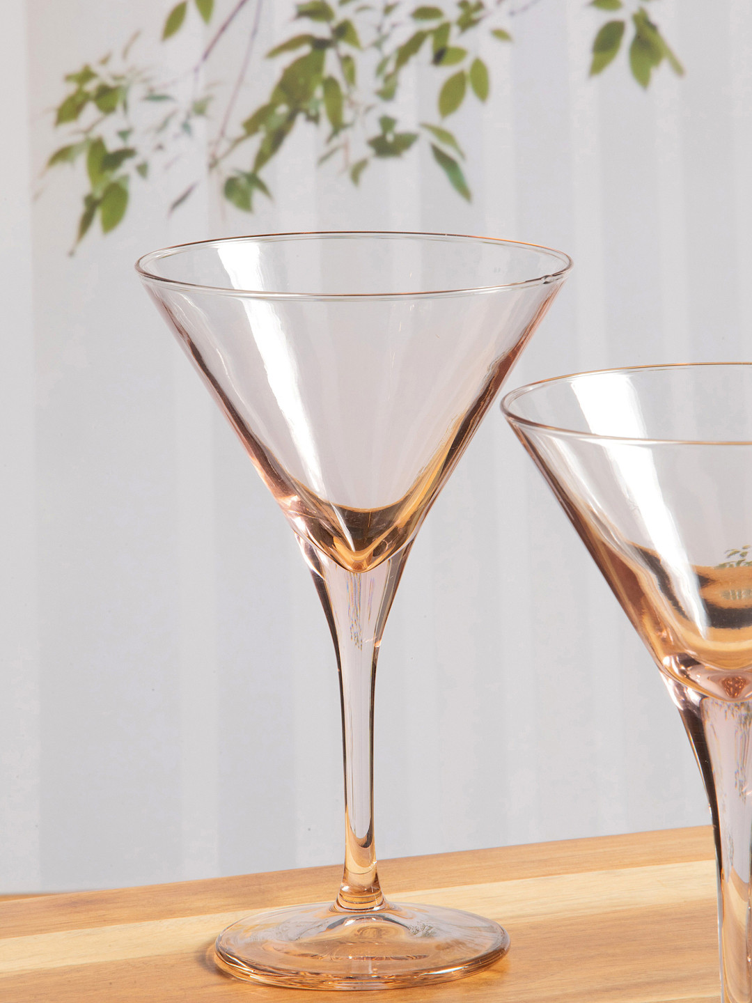 Pasabahce Set Of 6 Pink Solid Glass V-Line Stem Tumblers 250 ML Each