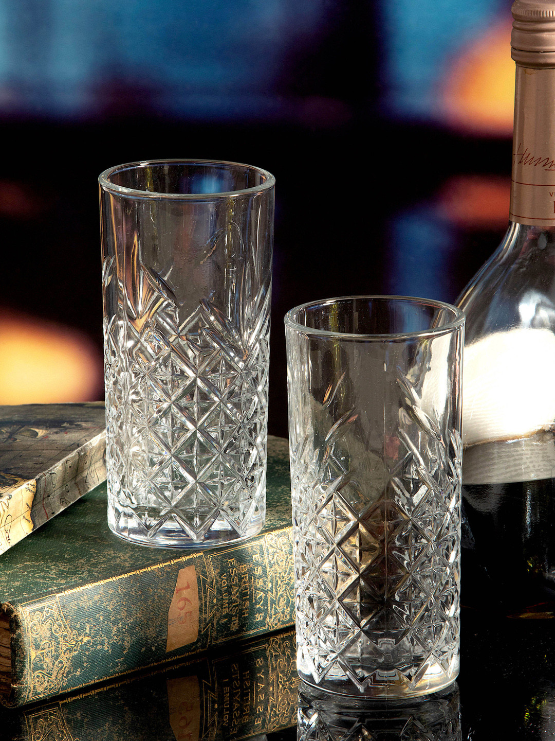 Pasabahce Set of 4 Transparent Textured Glass Valse Tumblers 295ml each