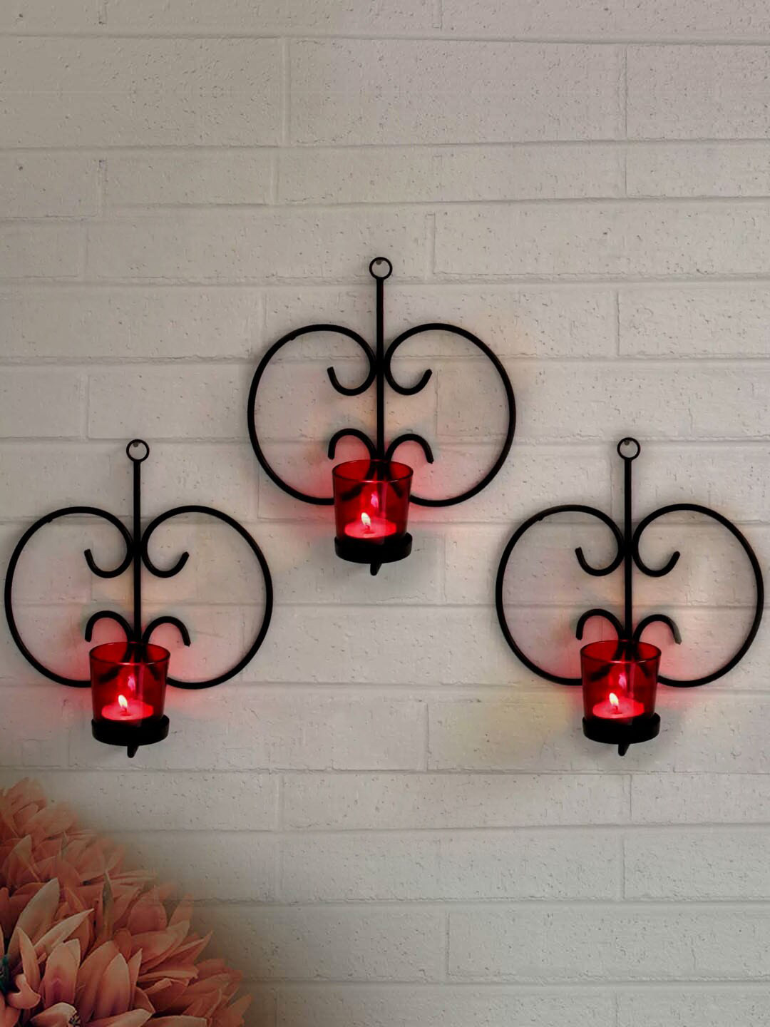 TIED RIBBONS Pack Of 3 Multi Wall Hanging Tealight Candle Holder