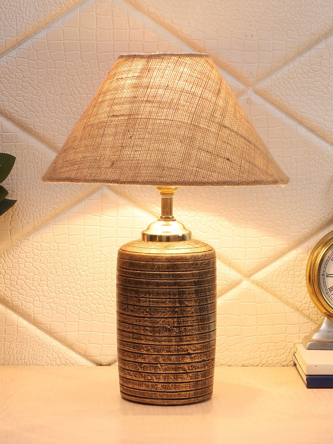 Foziq Mustard Solid Terracotta Table Lamp