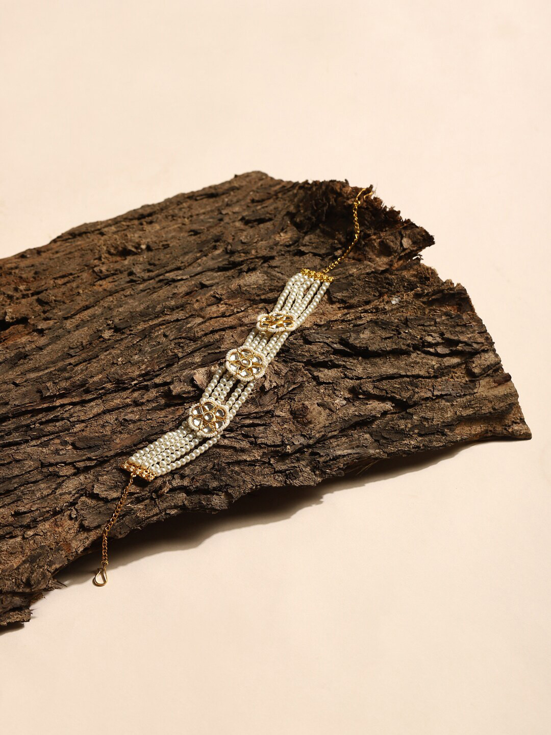 Ruby Raang Gold-Plated White Kundan Studded Headband