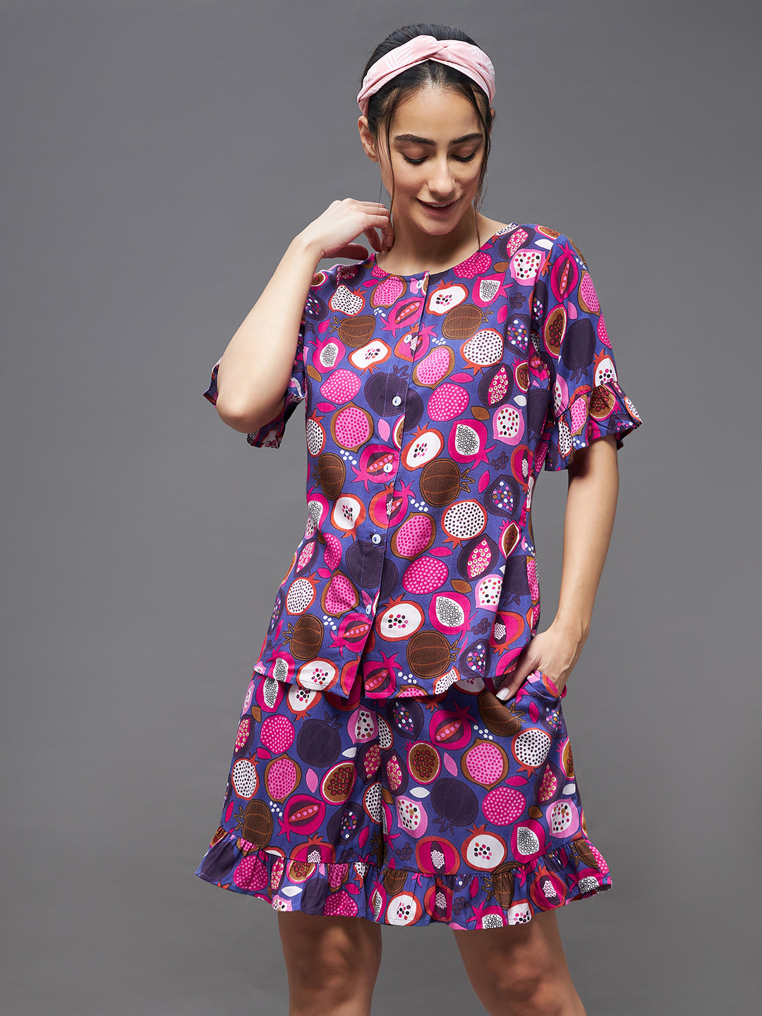 Miss Chase Women Printed Polyester Night suit