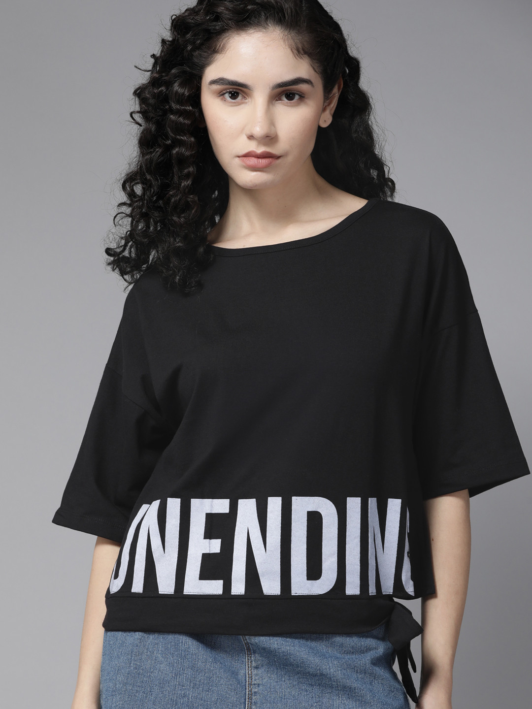 Roadster Woman Typographic Print Top