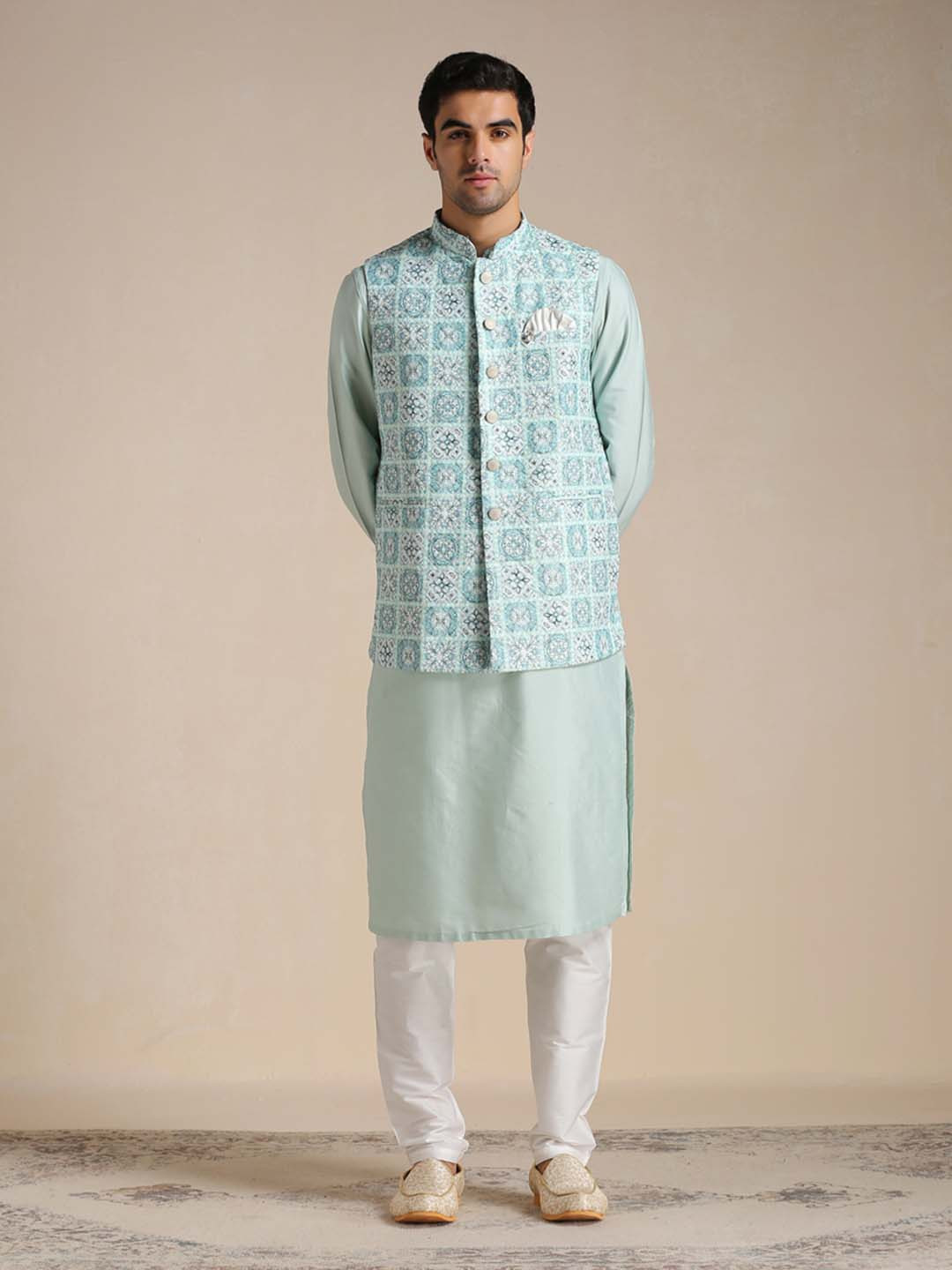 Diwas by Manyavar Men Regular Kurta With Pyjamas with Jacket