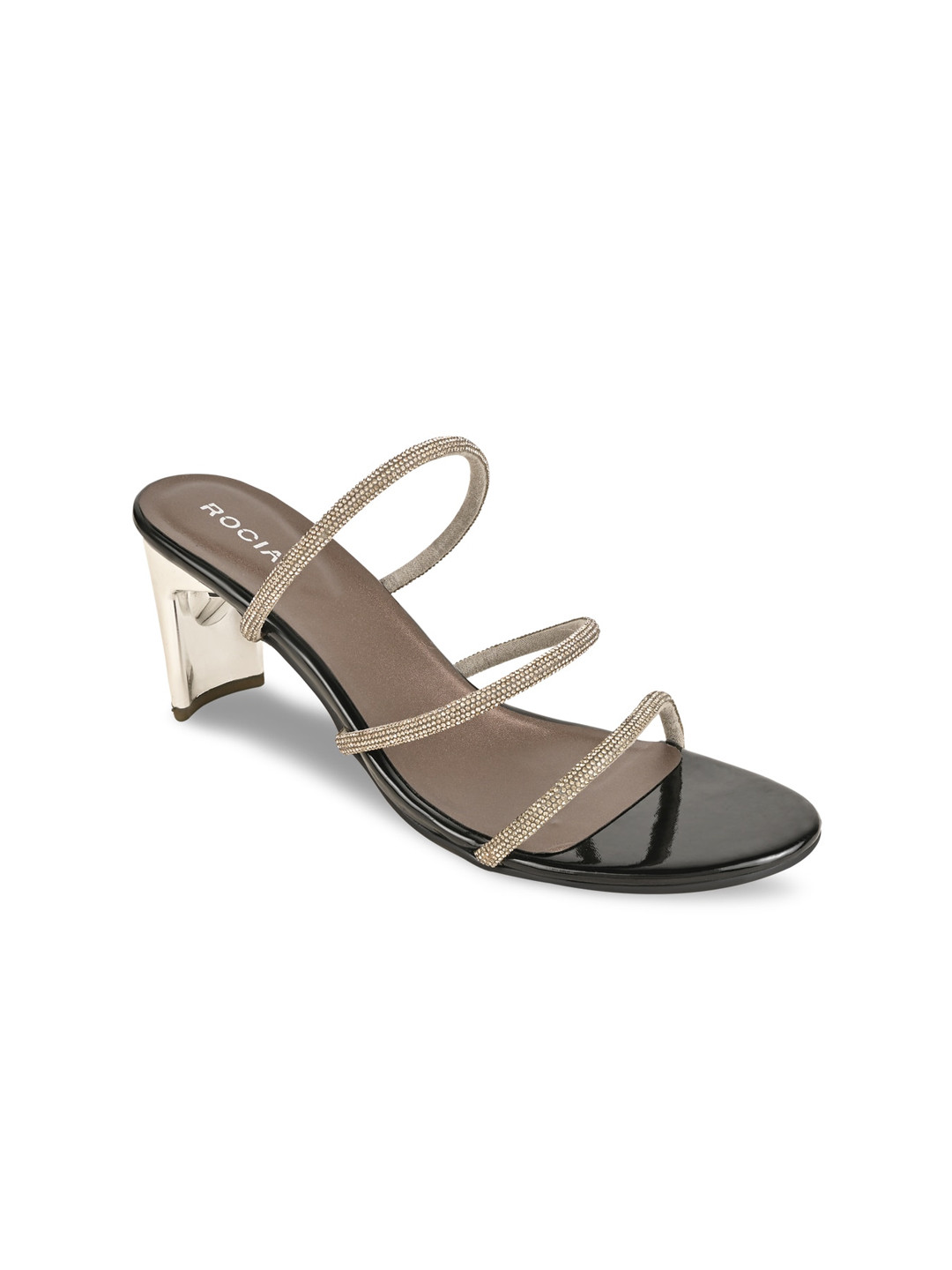 Rocia Gunmetal-Toned Embellished Platform Heels