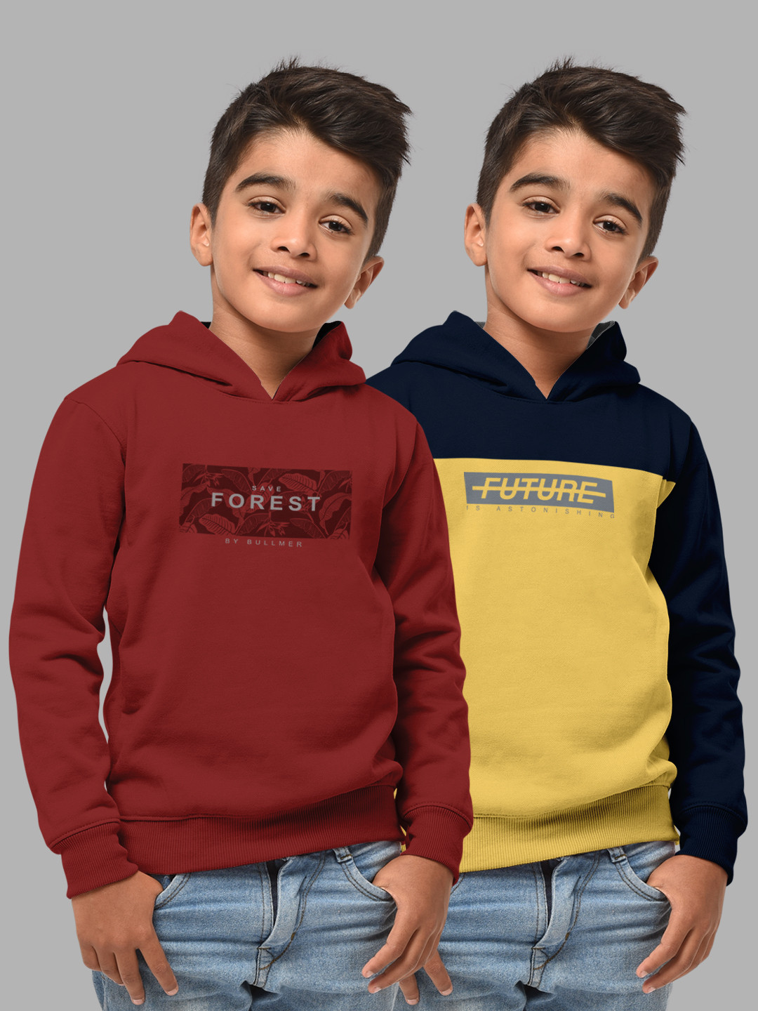 HELLCAT Boys Rust Printed Hooded Cotton Sweatshirt