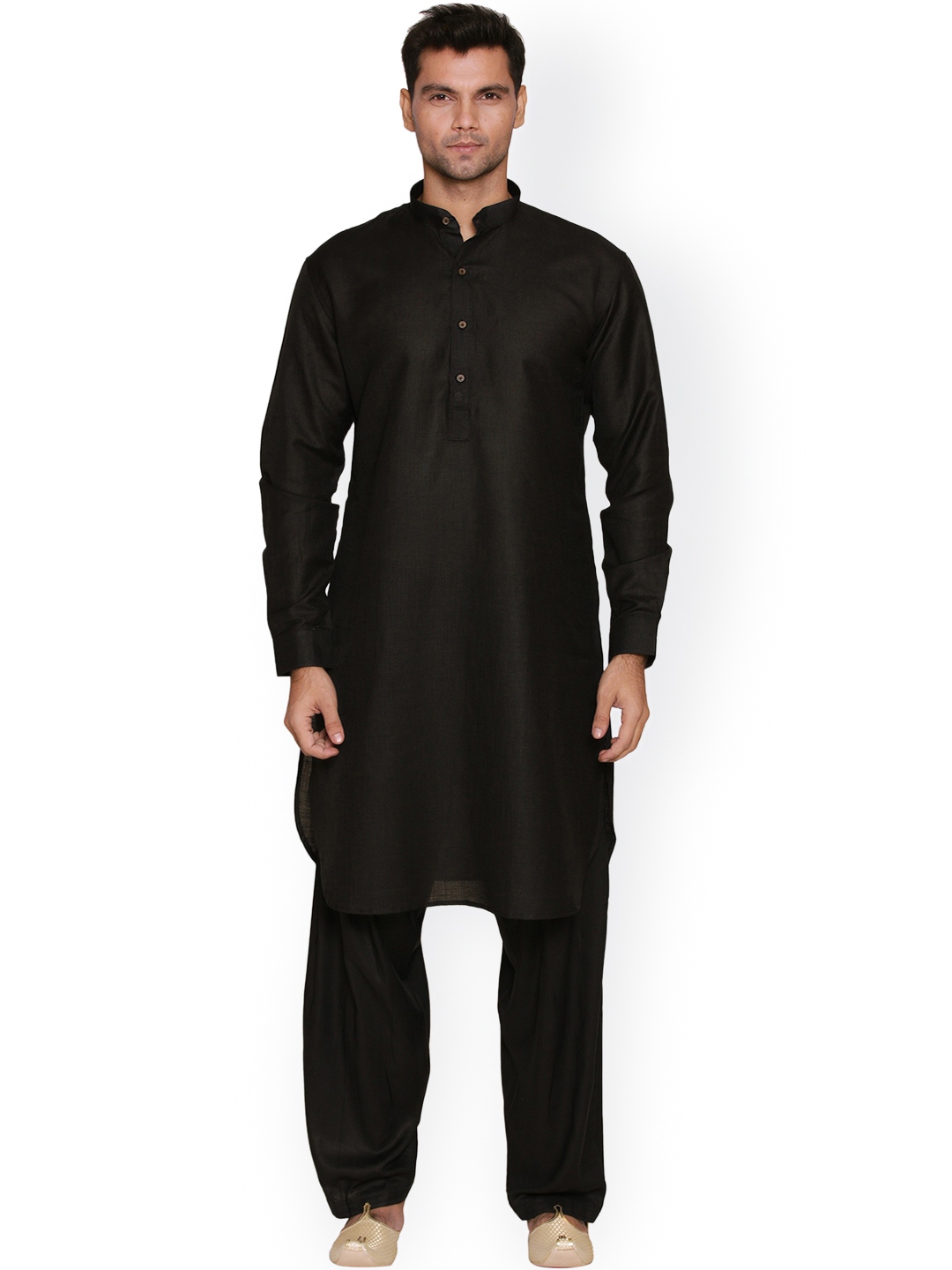 Buy Manyavar Men Black Solid Pathani Kurta Kurtas for Men