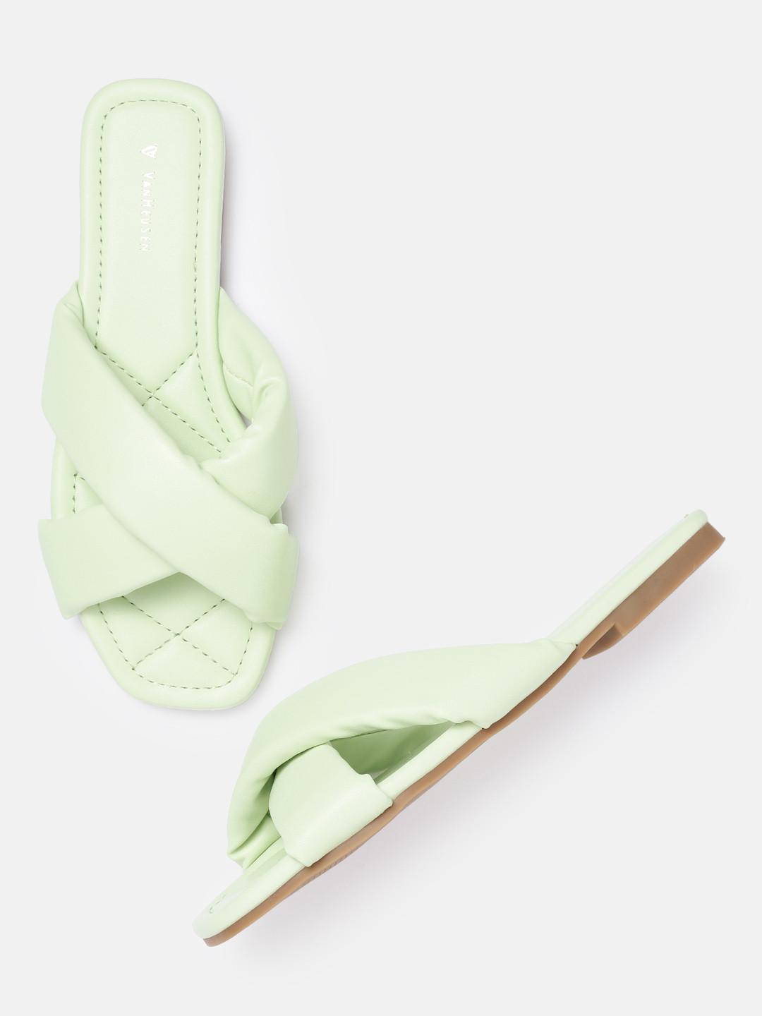 Van Heusen Woman Mint Green Solid Strappy Open Toe Flats