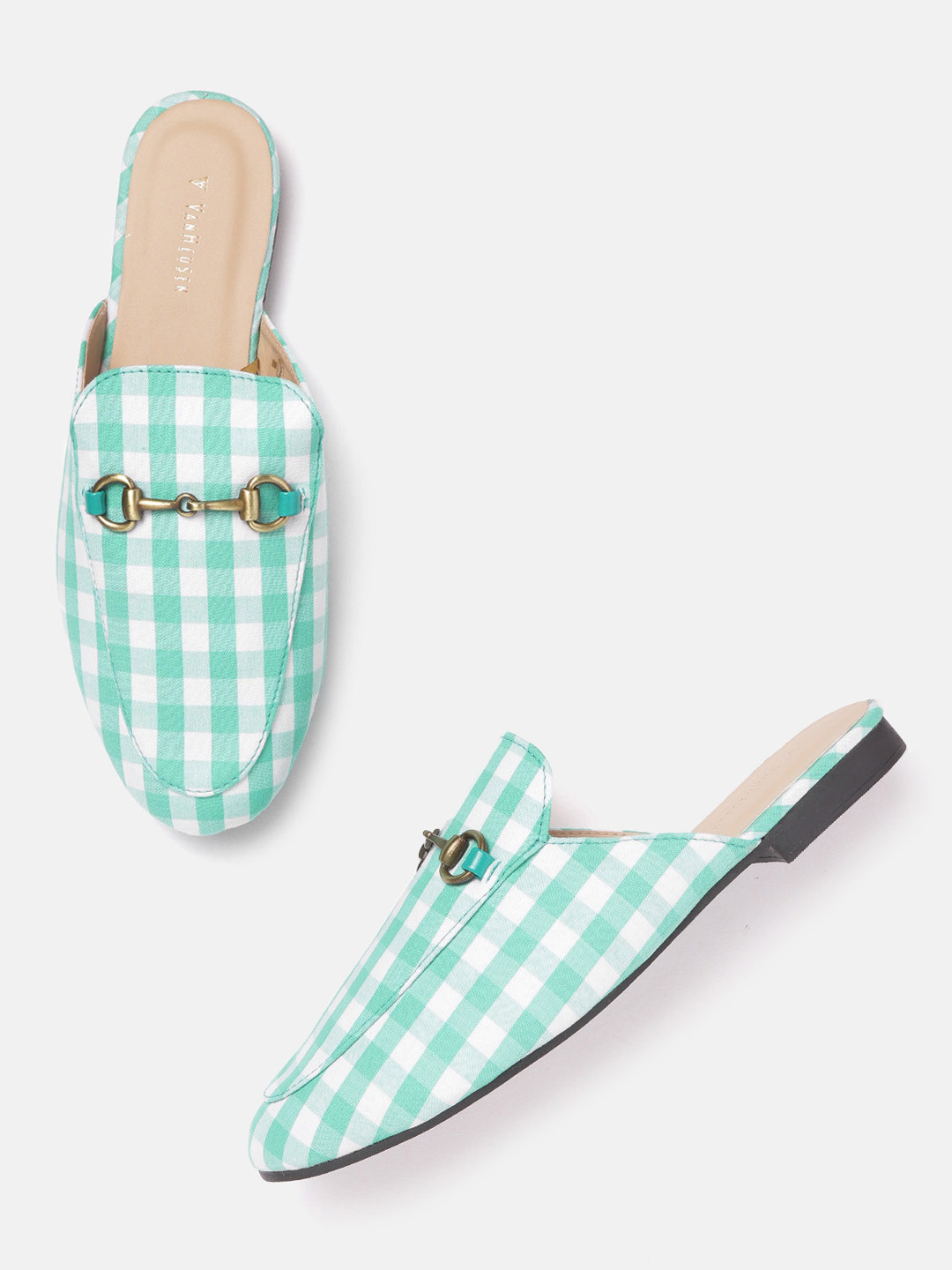 Van Heusen Woman Checked Mules with Horsebit Upper