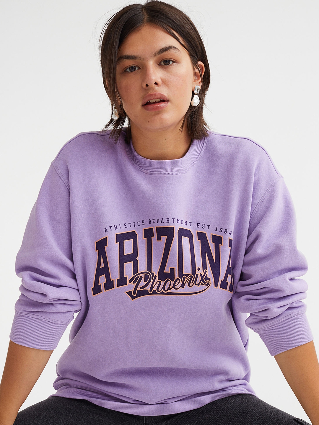H&M Women Purple Oversized Sweatshirt
