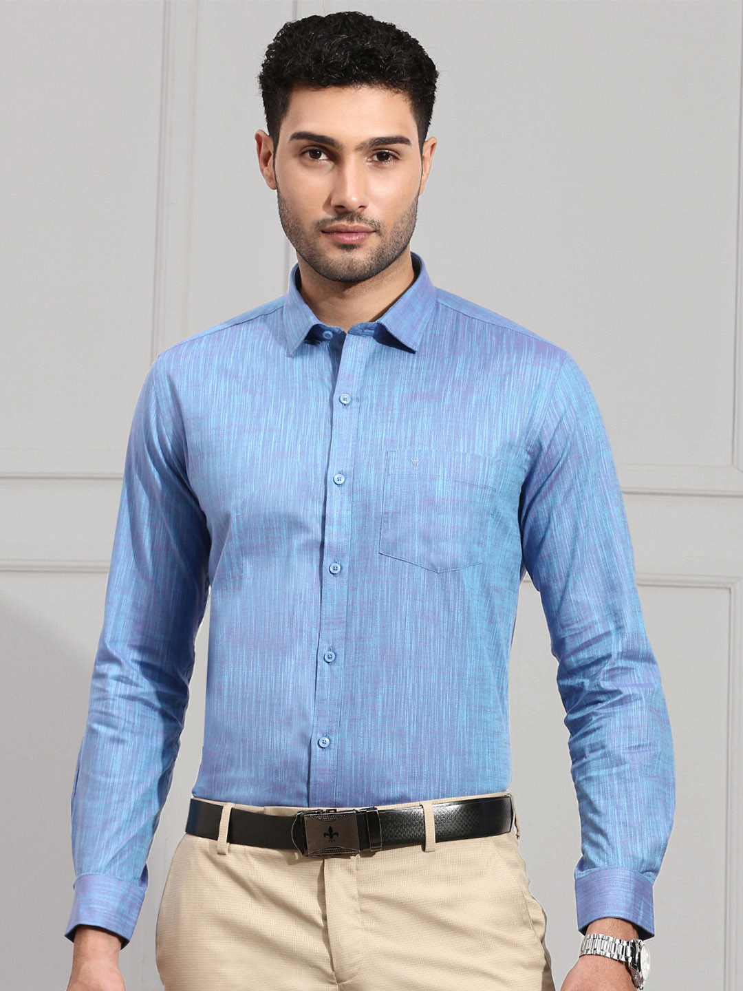 Ramraj Men Blue Cotton Formal Shirt