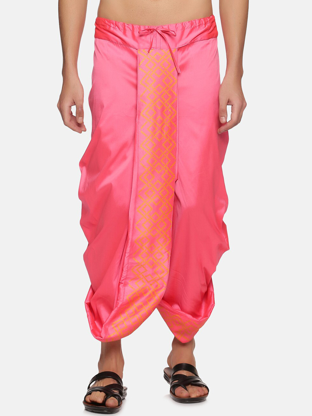 Sethukrishna Men Peach Printed Dhoti