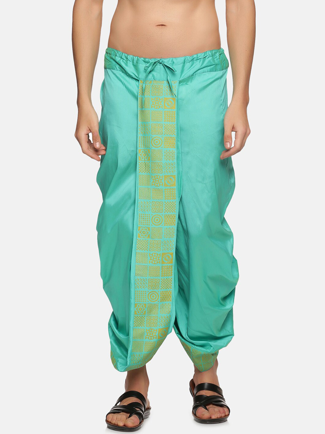 Sethukrishna Men Green Printed Dhoti