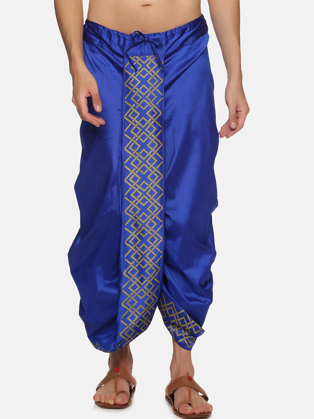 Sethukrishna Men Navy Blue Printed Dhoti