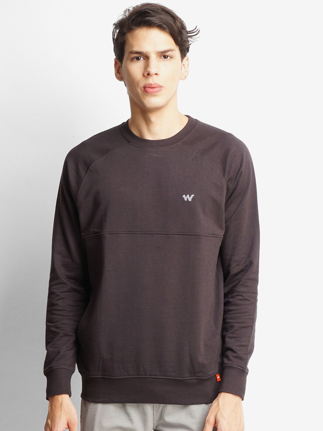 Wildcraft Men Brown Solid Raglan Sleeves Cotton Sweatshirt