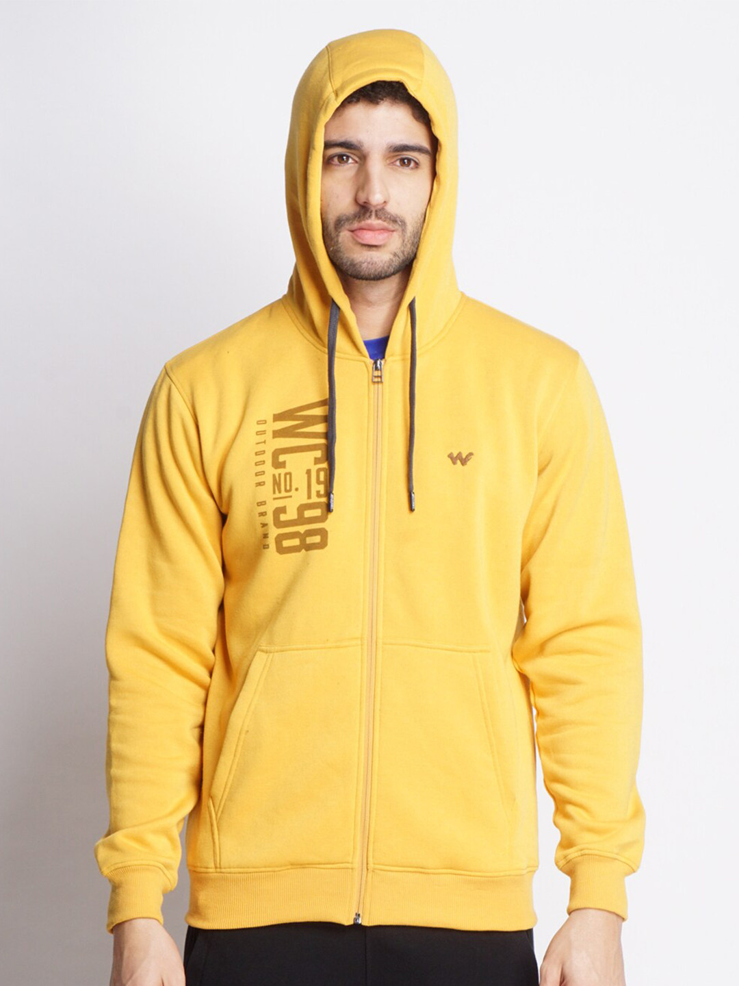Wildcraft Men Mustard Printed Hooded Sweatshirt