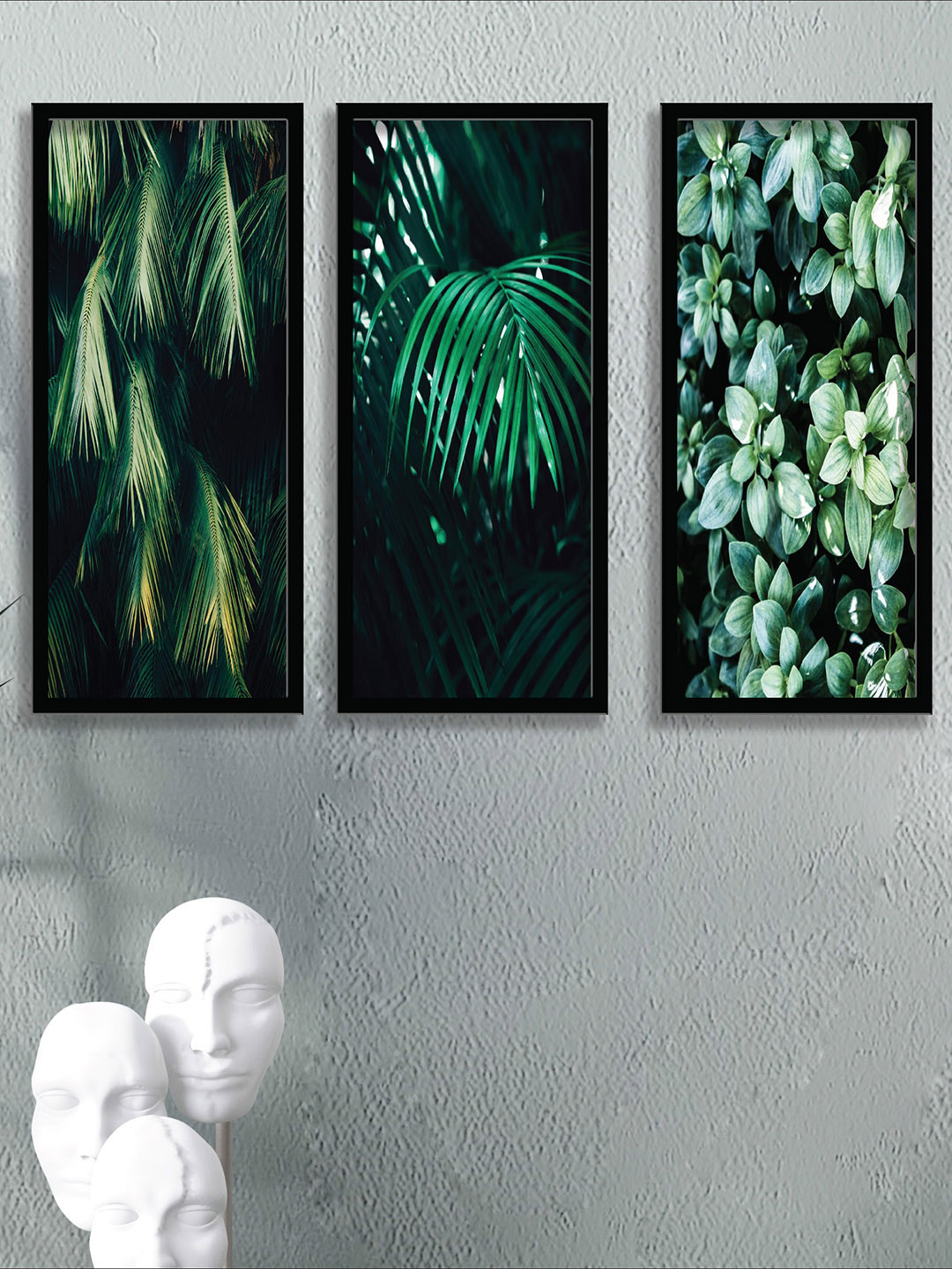 SAF Green Wood 3 Pcs Wall Living Room Rectangle Potrait Paintings Wall Art -16.5 x 22.5In