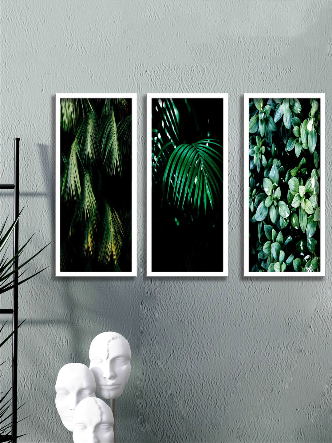 SAF Set Of 3 Green Modern Art UV textured Wall Painting Wall Art