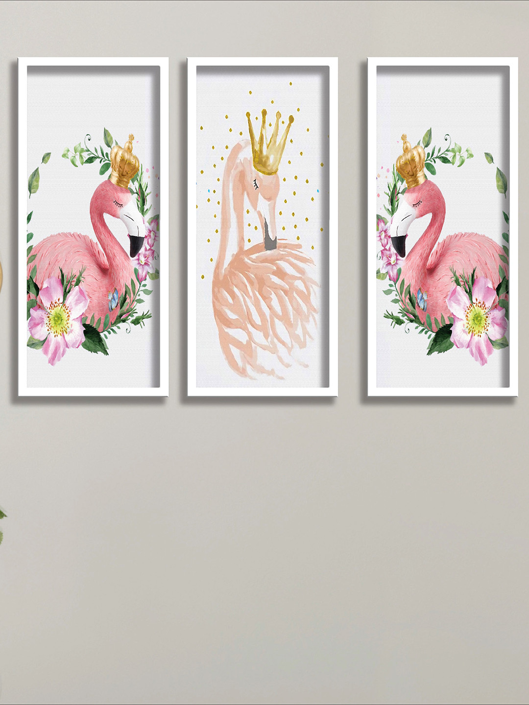 SAF Pink Wood 3 Pcs Wall Living Room Rectangle Potrait Paintings Wall Art -16.5 x 22.5In