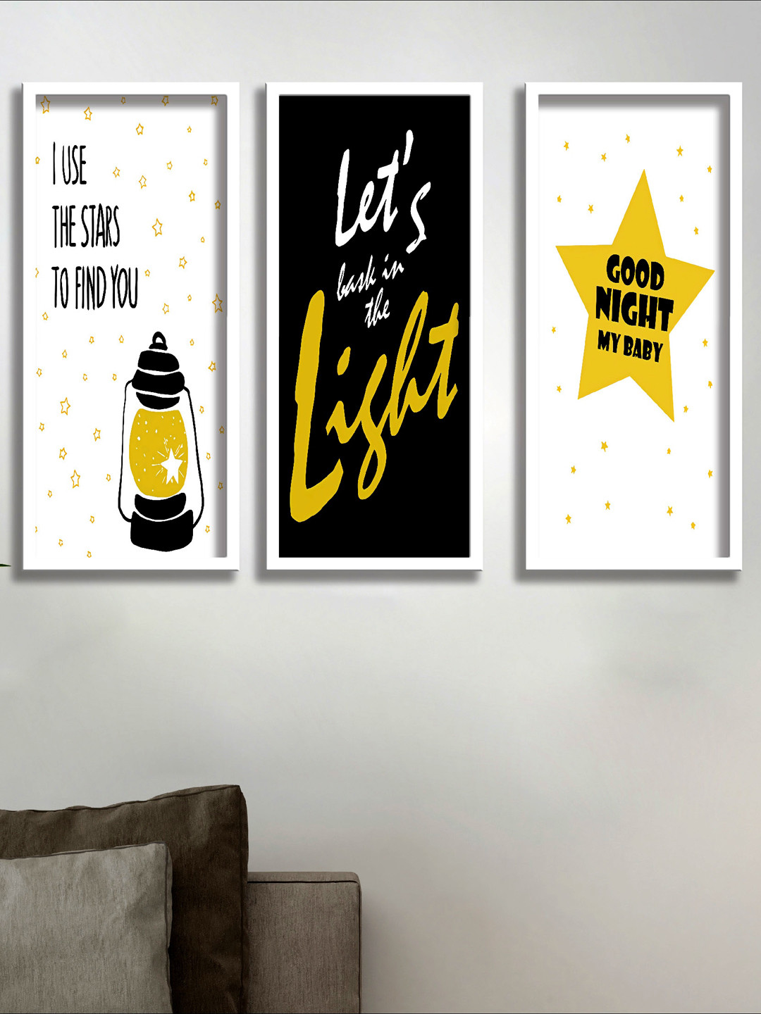 SAF Set Of 3 White Textured Modern Art Painting Wall Art