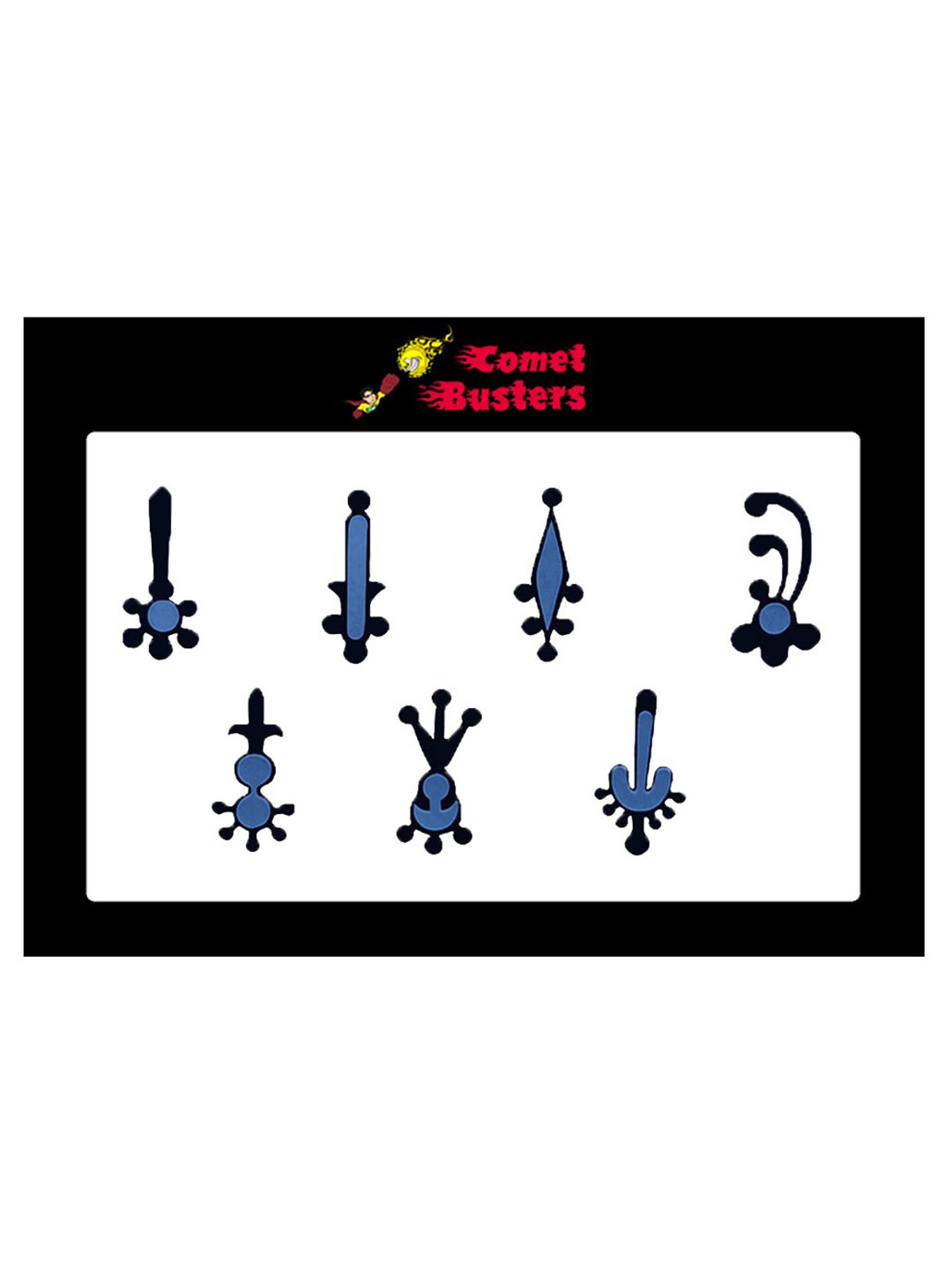 Comet Busters 7 Pcs Reusable Designer Bindis - Black & Blue