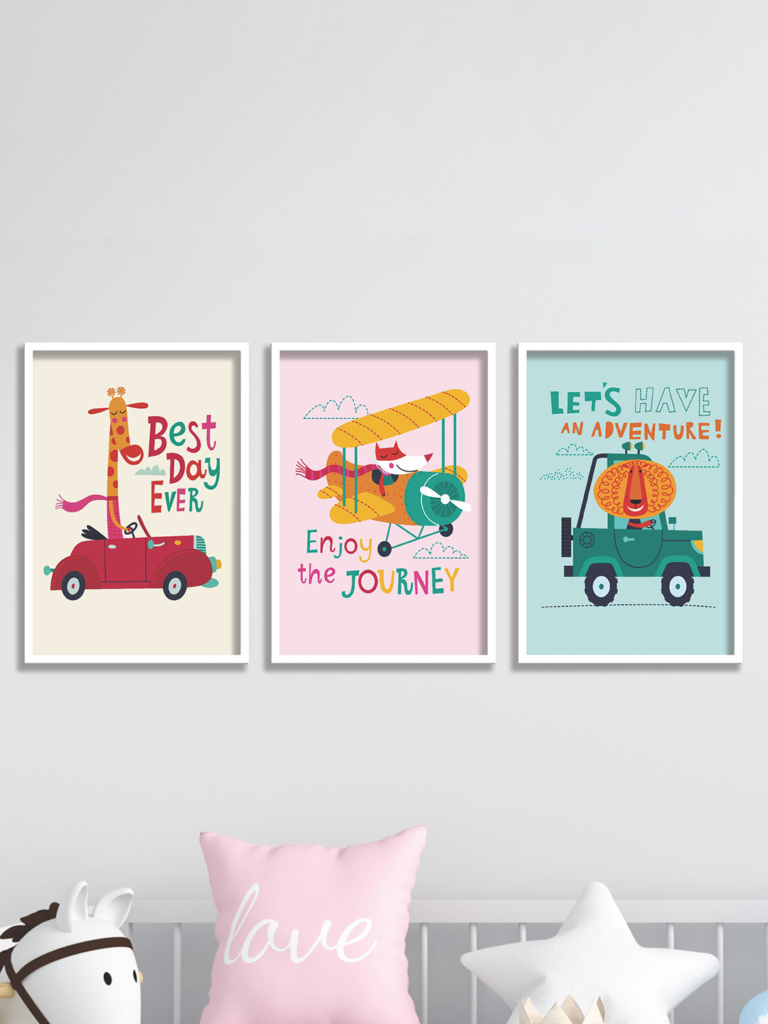 SAF Wood 3 Pcs Wall Rectangle Paintings Wall Art -22.5x16.5In