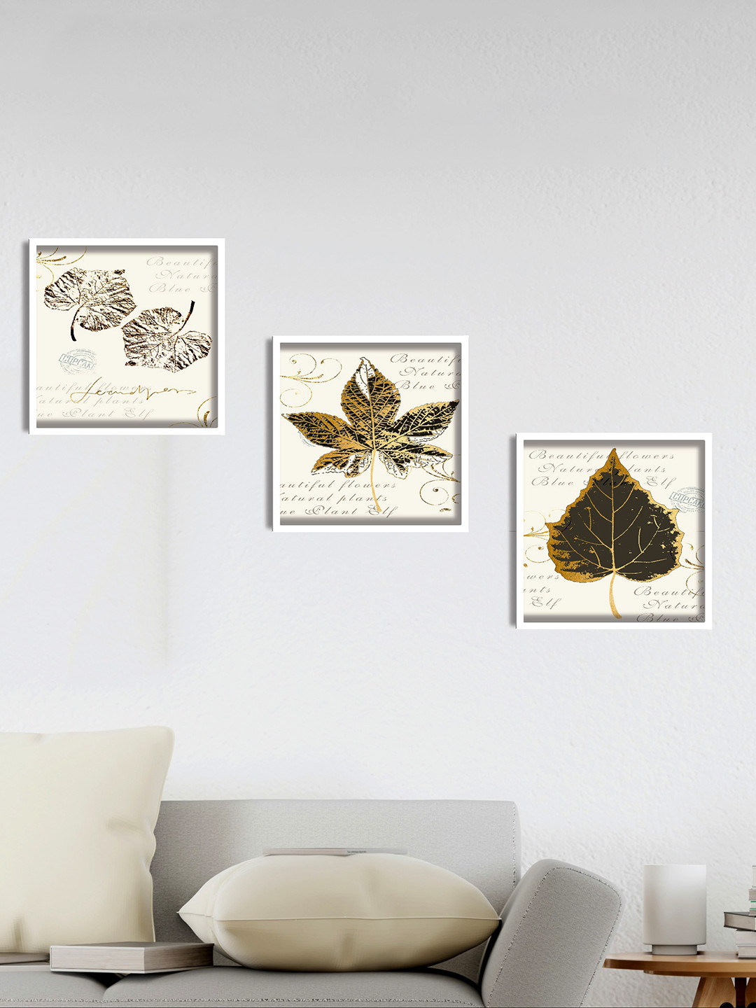 SAF Set Of 3 White Textured Modern Art Painting Wall Art