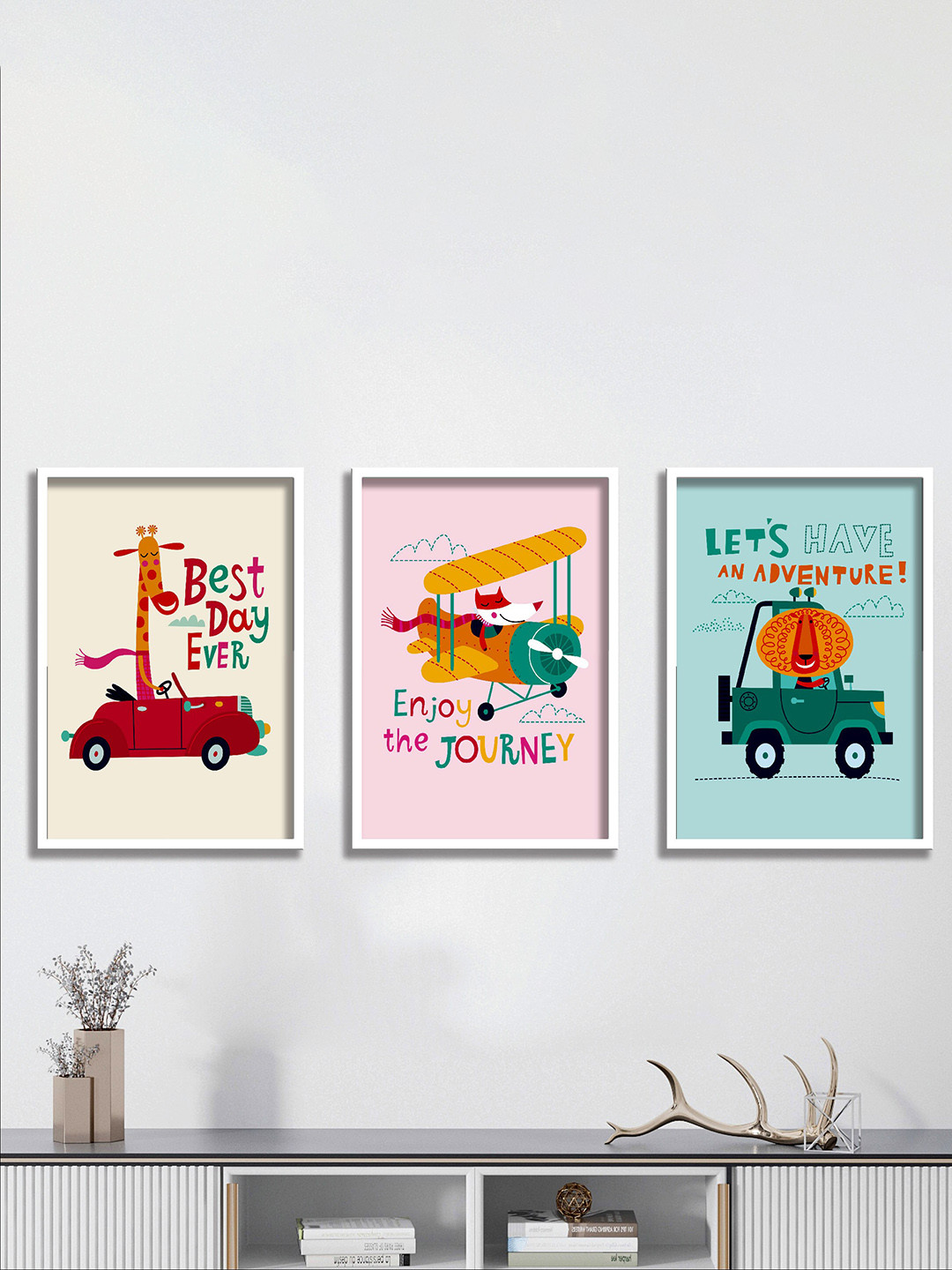 SAF Set Of 3 Modern Art UV Textured Painting Wall Art