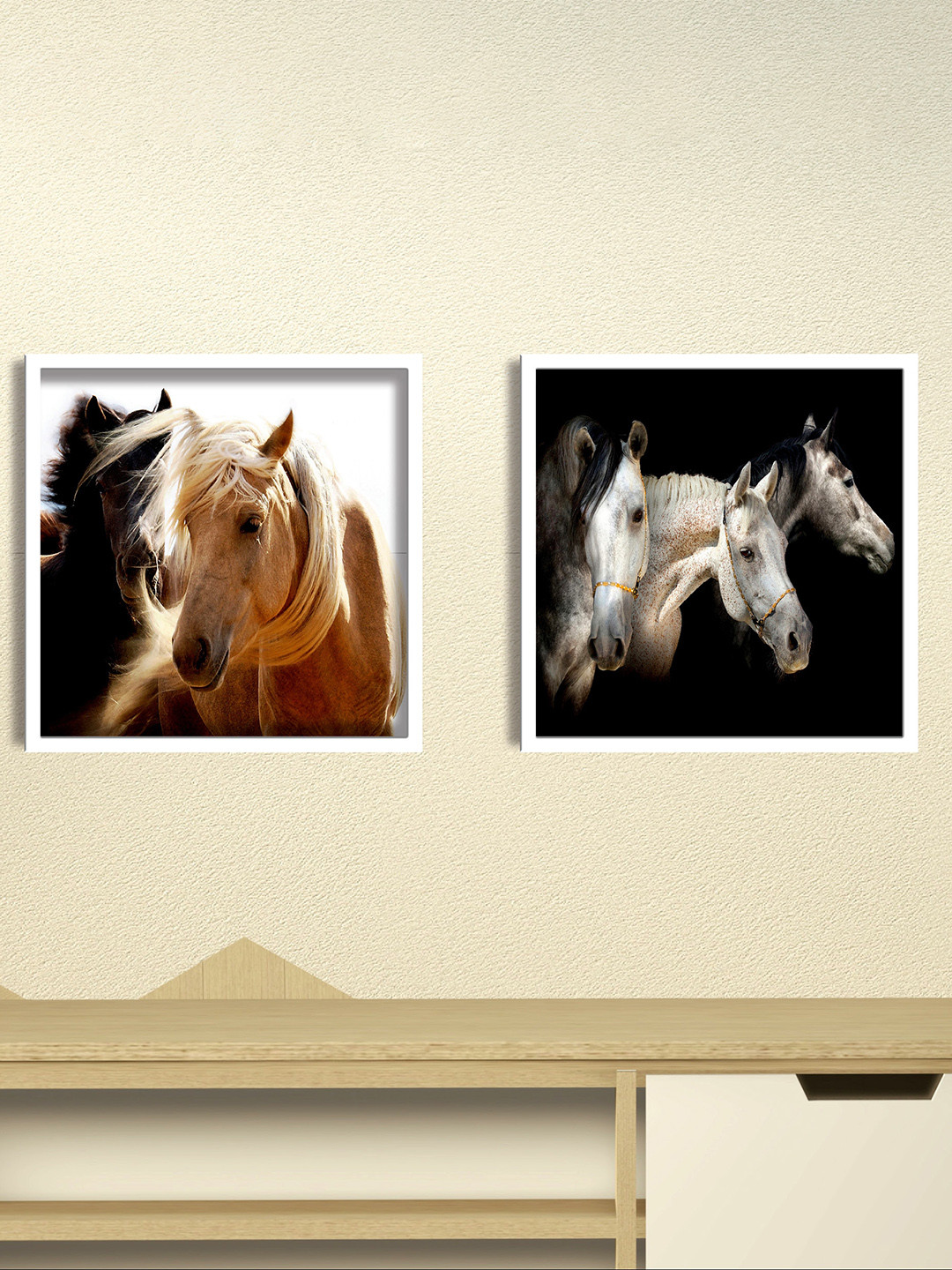 SAF Set of 3 modern art UV textured Wall painting with Premium White Frame