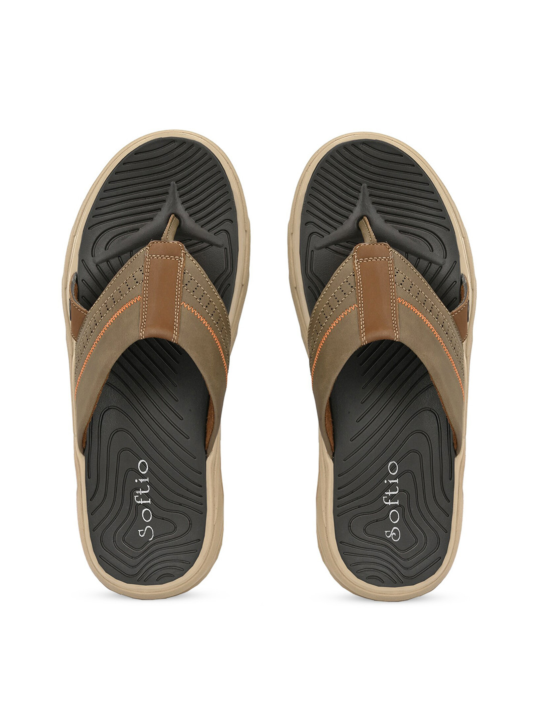 SOFTIO Men Olive Green Thong Flip-Flops