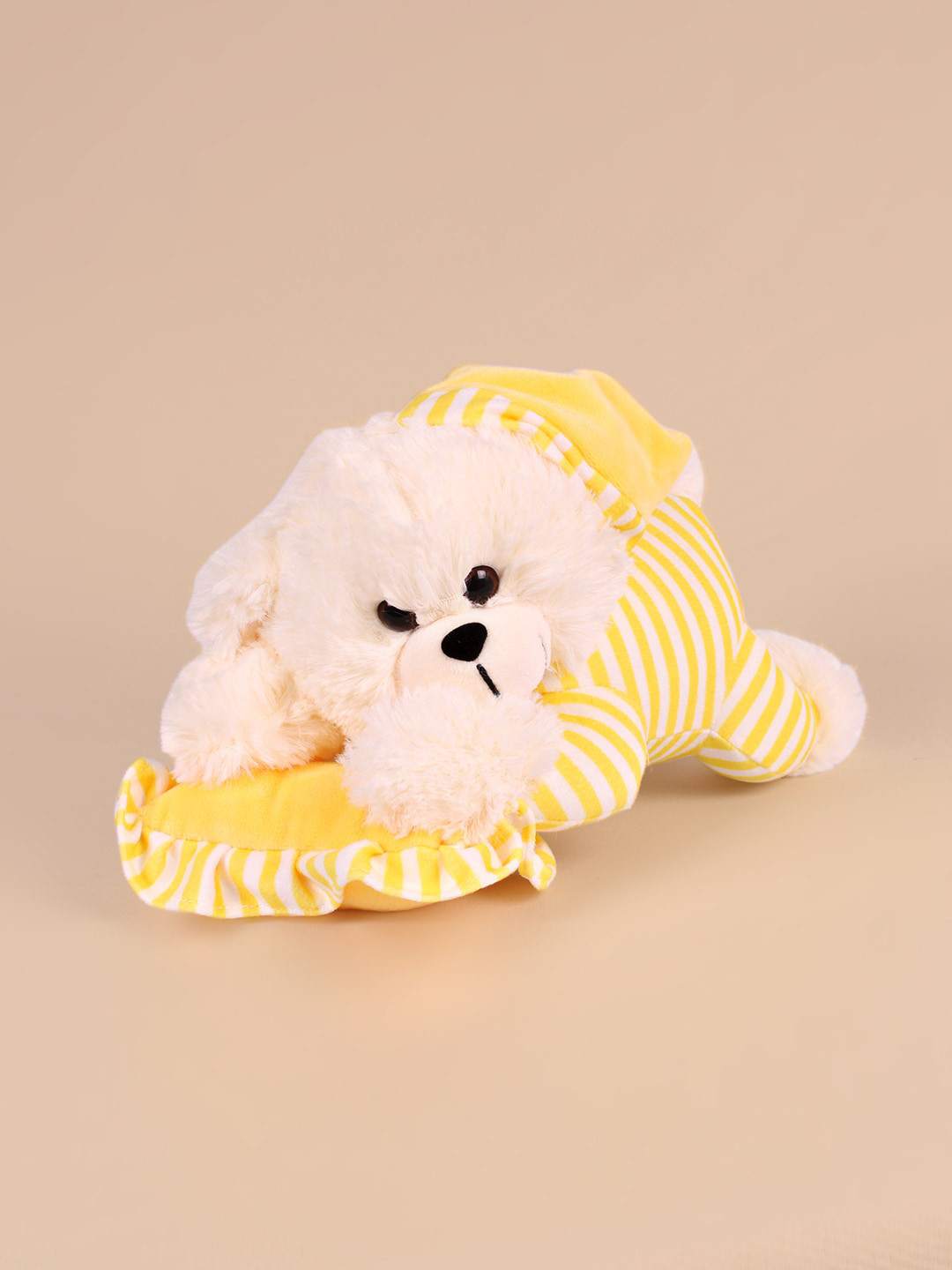 DukieKooky Kids Yellow Striped Sleeping Teddy soft toy