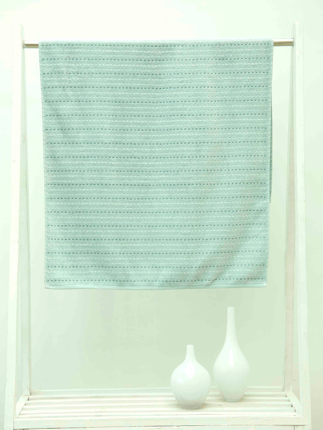 Ariana Unisex Turquoise Blue Striped 550 GSM Cotton Bath Towel