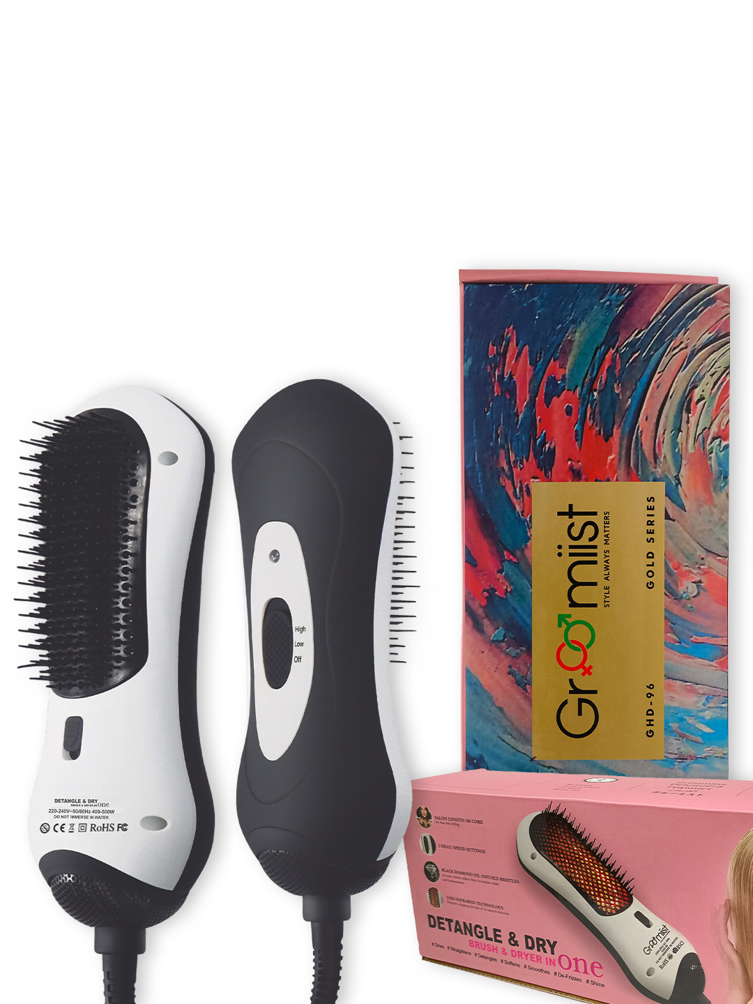 Groomiist 500W Hair Straightening brush Detangles & De-Frizzes GHD-96