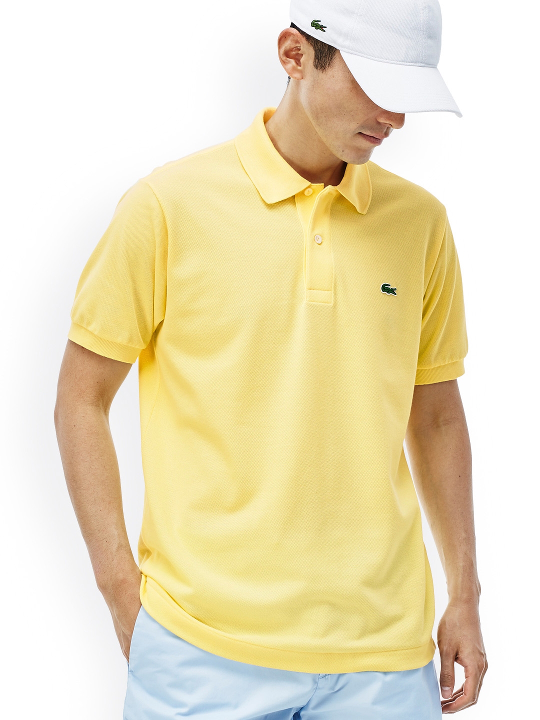 yellow lacoste polo t shirt