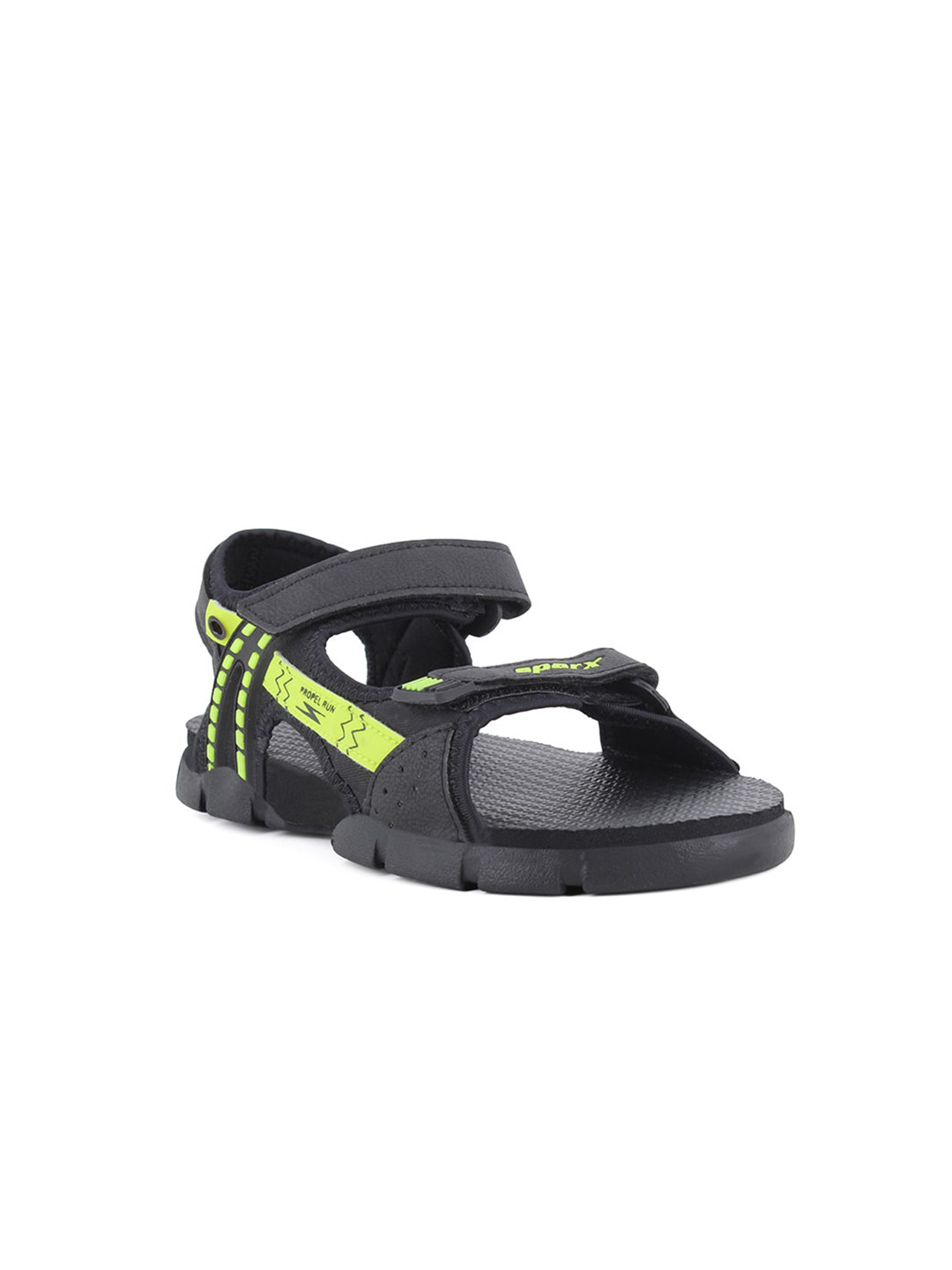 Sparx Boys Black & Green Patterned Sports Sandals