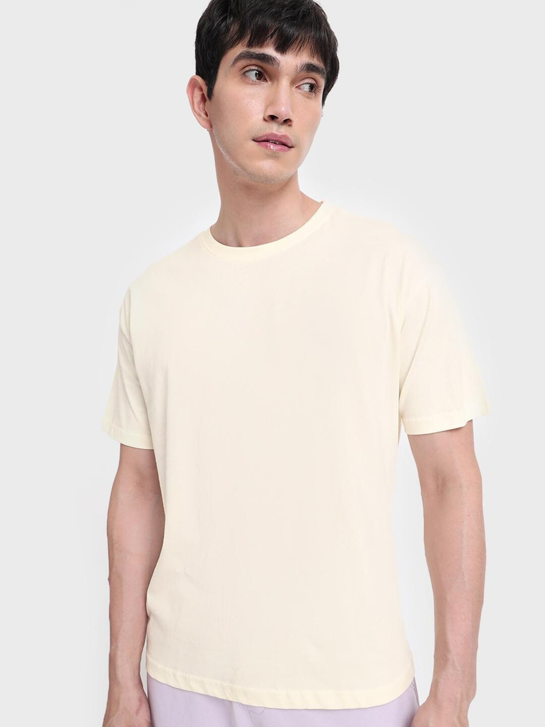 Bewakoof Unisex Off White Cotton T-Shirt