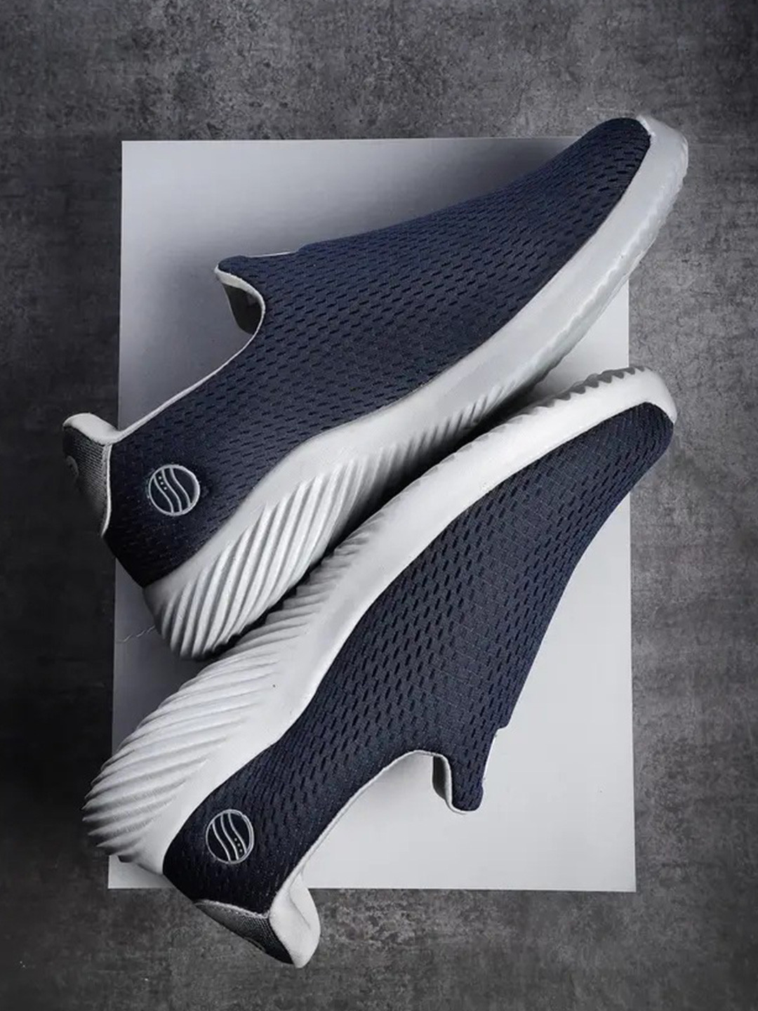 Action Men Navy Blue Mesh Running Non-Marking Slip-On Shoes